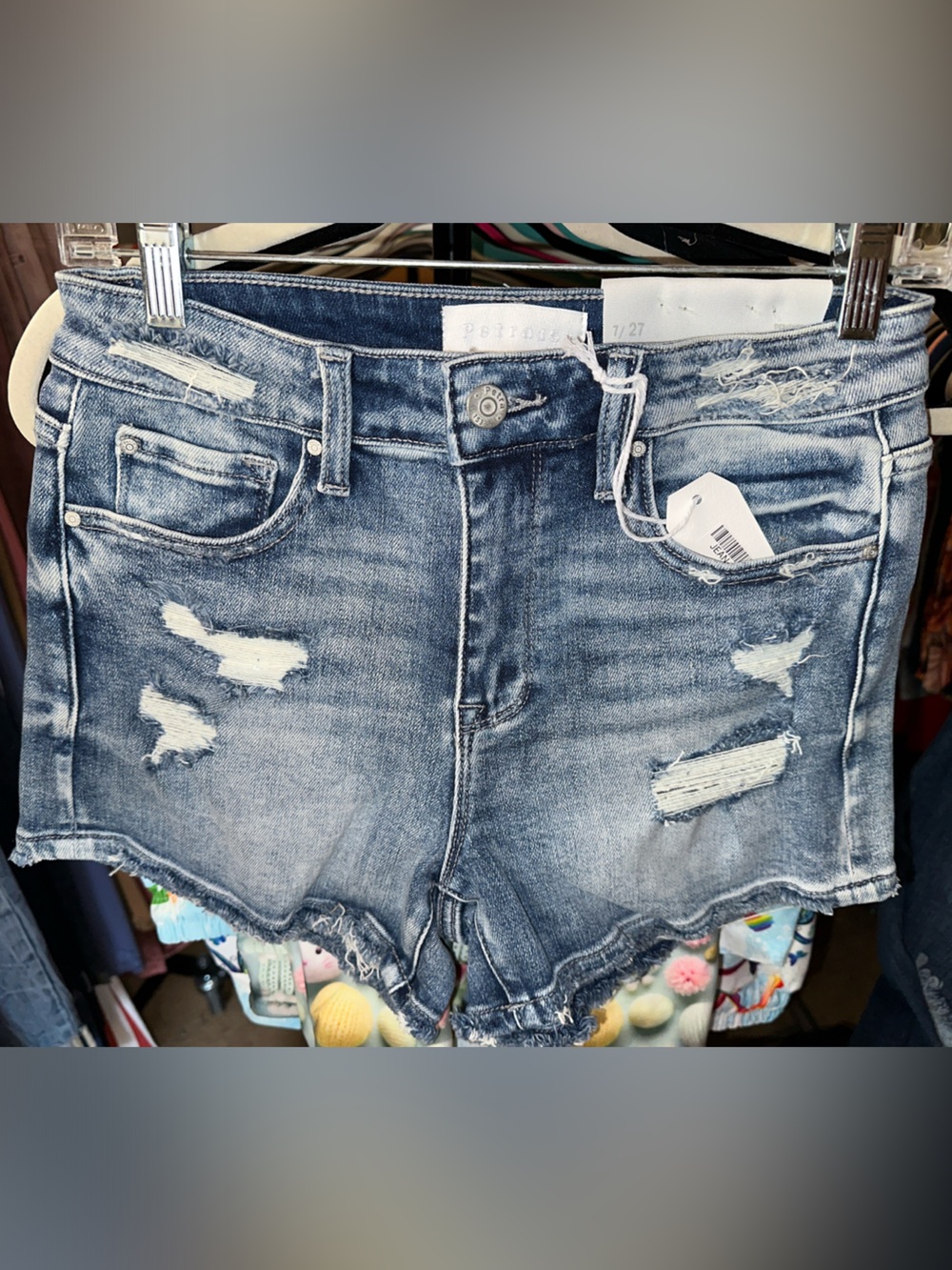 Distressed Women’s Blue Denim Jean Shorts